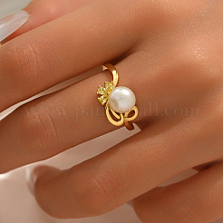 Элегантное модное серебряное кольцо с пресноводным жемчугом S925 из циркония для женщин MF0967-2