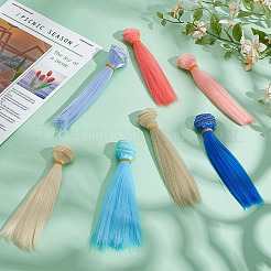 7 шт. 7 цвета пластиковый длинный прямой парик для куклы&nbsp;DOLL-ME0001-06B