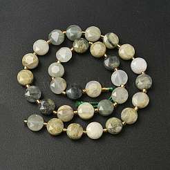 Нити бусин из натурального зеленого рутилированного кварца G-C116-A145-01