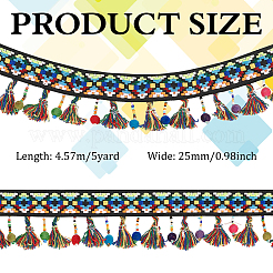 5 ярд полиэстеровой кружевной ленты с кисточками в этническом стиле&nbsp;OCOR-MA0001-07