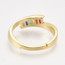 Регулируемые латунные кольца из микро-паве циркония RJEW-S044-033