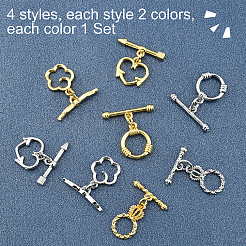 8 комплект латунных застежек-тоглов 4-х стилей&nbsp;KK-PH0001-88