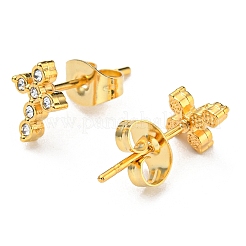 Серьги-гвоздики из нержавеющей стали 304 с вакуумным покрытием PVD со стразами для женщин&nbsp;STAS-D087-19G