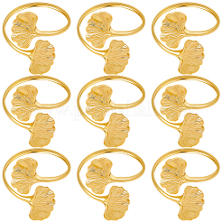 Железные кольца для салфеток из листьев гинкго&nbsp;AJEW-WH20070-110G