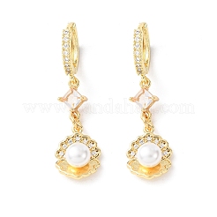 Латунные микро проложить серьги обруча кубического циркония EJEW-A149-04B-G