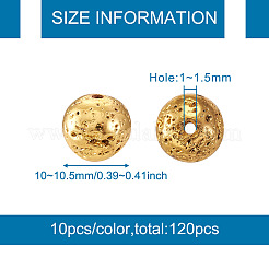 120 шт. 12 вида гальванических бусин из натуральной лавы G-CD0001-01B