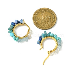 Серьги-кольца из натуральной смешанной каменной крошки&nbsp;EJEW-JE06022-01