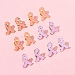 12 шт. 2 стиля розовая лента эмалированная булавка для осведомленности о раке груди&nbsp;JEWB-FS0001-08