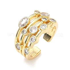 Открытые кольца манжеты из латуни с микропаве и кубическим цирконием&nbsp;RJEW-C158-02G