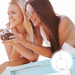 2шт латунный браслет с сердечком бесконечности BJEW-UN0001-71