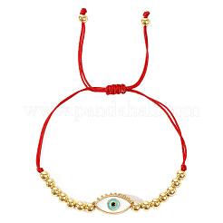 Регулируемые браслеты из белого сплава с латунными бусинами и ресницами в стиле бохо WF4664