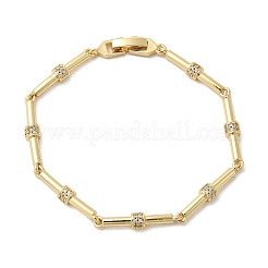 Браслеты-цепочки из бамбуковой латуни с микропаве из прозрачных кубических цирконий BJEW-C130-05G