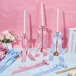 24 шт. двухцветный полиэстеровый бант для украшения свечей&nbsp;HJEW-AR00027