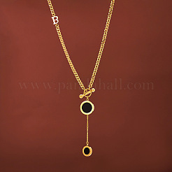 Плоская круглая с буквой b 316l хирургическая нержавеющая сталь черный акрил римские цифры кулон y ожерелья для женщин FS-WG00E23-01