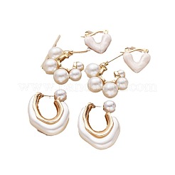 3 пара сережек-гвоздиков и колец из сплава с эмалью FS-WGBDBEE-01