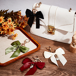 4 шт. 4-х цветные полиэстеровые подвесные украшения в виде банта HJEW-BBC0001-09