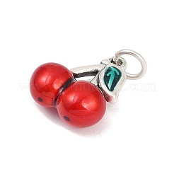 Тонкие серебряные подвески с красной эмалью в виде фруктов STER-F060-01AS-02