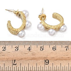 Серьги-гвоздики C-образной формы с искусственным жемчугом из АБС-стали 304 EJEW-K268-71G