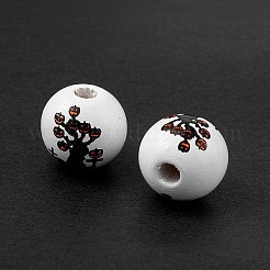 Европейские бусины из натурального дерева с принтом на Хэллоуин WOOD-C014-01C