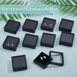 Акриловая квадратная шкатулка с бриллиантами и видимым окошком CON-WH0088-76B-02