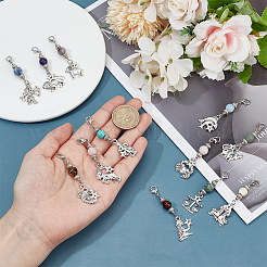 12 шт. подвеска в виде созвездия из натуральных и синтетических драгоценных камней и сплава&nbsp;HJEW-GO00240