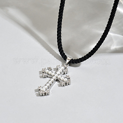 Мужские ожерелья с подвеской-крестом из латуни и искусственного жемчуга&nbsp;LI2000-2