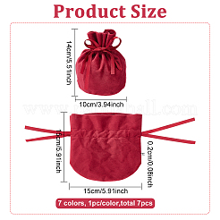 7 шт. 7-х цветные бархатные подарочные мешочки для украшений на завязках ABAG-BC0001-39