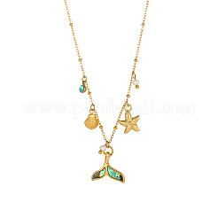 Кулон в форме морской звезды из нержавеющей стали 304 с кубическим цирконием.&nbsp;STAS-OY010-07G