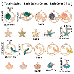 24шт 4 стиля подвески из цинкового сплава с эмалью&nbsp;ENAM-SC0002-52