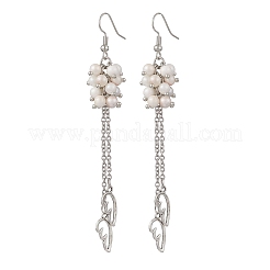 Серьги-подвески в форме крыльев из натурального персидского нефрита EJEW-JE06728-01