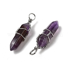 Подвески из натурального аметиста с двойным окончанием и острым концом&nbsp;G-J062-02P