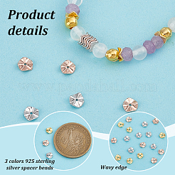 18 шт. 3 цвета 925 бусины-разделители из стерлингового серебра STER-PH0002-64