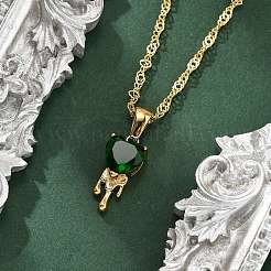 Подвеска из нержавеющей стали 304 с зеленым кубическим цирконием для женщин NJEW-C078-01C-G