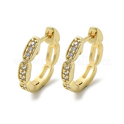 Овальные серьги-кольца из латуни с микропаве из прозрачных кубических цирконий EJEW-D311-029G