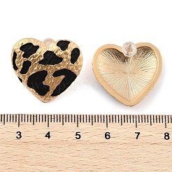 Леопардовый принт латунные эмалевые серьги-гвоздики для женщин&nbsp;EJEW-U055-15C-G