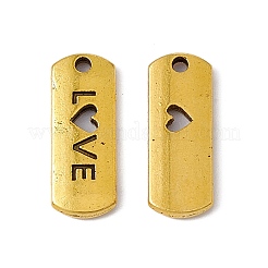 Тибетский стиль сплава прямоугольник с подвесками слов любви&nbsp;LS-TIBEP-Q043-069AG-RS