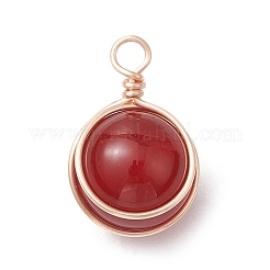 4 шт. 4 стиля подвески в виде шариков из медной проволоки с натуральным розовым кварцем&nbsp;PALLOY-TA00217-01