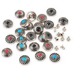 24 шт. 12 стиля кнопок из цинкового сплава и синтетической бирюзы FIND-SW0001-35