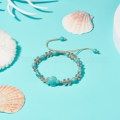 Браслет из синтетической бирюзы (окрашенной) черепахи и латуни&nbsp;BJEW-TA00189-01