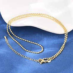 Латунные цепочки с шариками толщиной 2 мм для мужчин и женщин&nbsp;NJEW-L012-04G