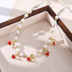 Ожерелья из латунных бусин с микропаве из прозрачного кубического циркония NJEW-Z059-04G-02