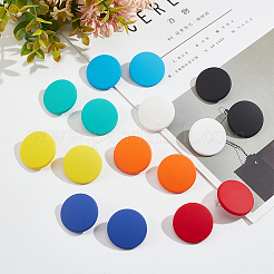 8 пара плоских круглых сережек-гвоздиков из нержавеющей стали 304 двух цветов для женщин&nbsp;EJEW-AN0003-42