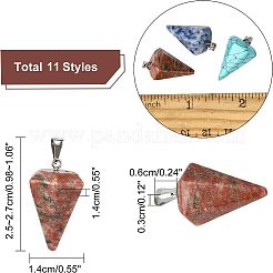 11 шт. 11 подвески в виде конуса/шипа/маятника из натуральных и синтетических драгоценных камней&nbsp;G-NB0003-05
