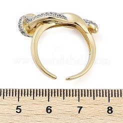 Латунные кольца-манжеты с микропаве и прозрачным цирконием для женщин RJEW-I109-01GP