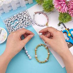 175шт синтетические бирюзовые круглые бусины для изготовления ювелирных изделий своими руками&nbsp;DIY-SZ0006-02