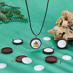 Наборы для самостоятельного изготовления ожерелий из деревянных и искусственных кожаных шнуров DIY-PH0031-61D