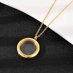 304 нержавеющая сталь плоский круглый медальон подвеска урна для праха домашних животных ожерелья&nbsp;LS-NJEW-S455-08G