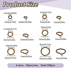 300 шт. 6 стиля латунных соединительных колец KK-LP0001-37