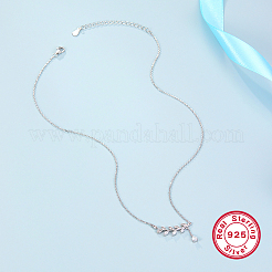 Элегантные женские ожерелья с подвеской в виде листа из стерлингового серебра 925 пробы с микропаве из кубических цирконий HW9788-4