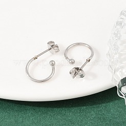 Серьги-гвоздики из нержавеющей стали 304 в форме буквы С&nbsp;EJEW-Z154-01P-01